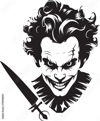 Twisted Laughter Creepy Clown Icon Dark Carnival Spooky Clown Emblem