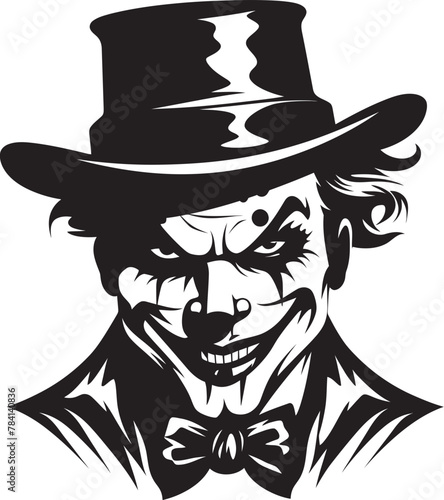 Dark Carnival Spooky Clown Emblem Ghostly Grin Eerie Clown Logo Design
