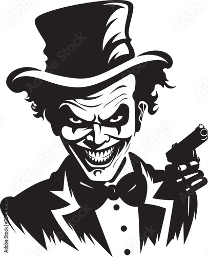 Sinister Circus Haunting Clown Emblem Shrouded Spectacle Creepy Clown Symbol