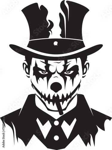 Creepy Carousel Sinister Clown Vector Icon Sinister Circus Haunting Clown Emblem