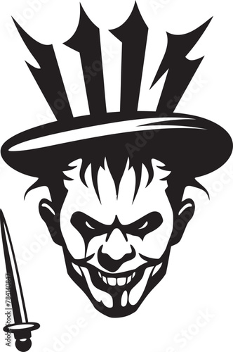 Phantom Foolery Creepy Clown Vector Icon Wicked Whimsy Spooky Clown Emblem