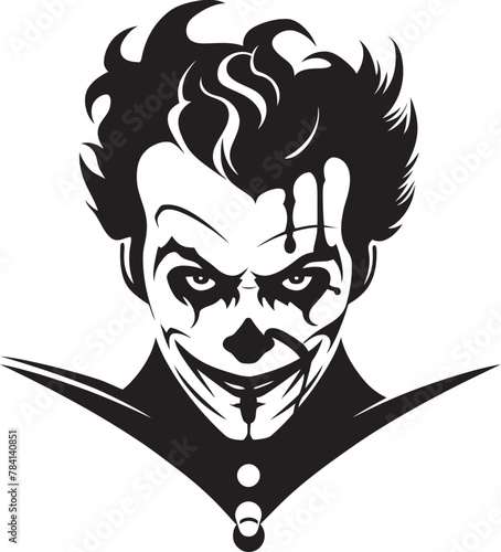Shrouded Spectacle Creepy Clown Symbol Cryptic Chuckle Eerie Clown Logo Design
