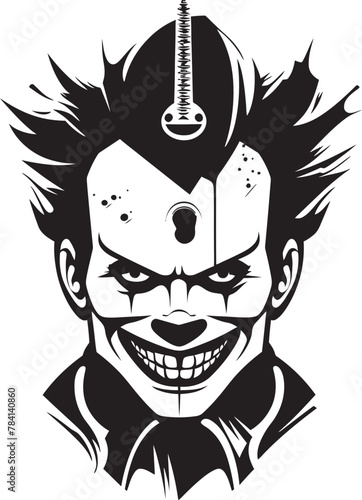 Cursed Carnival Creepy Clown Logo Ghostly Grimace Eerie Clown Vector