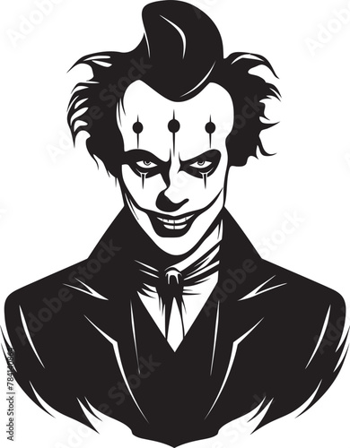 Phantom Pantomime Creepy Clown Emblem Ghostly Giggles Sinister Clown Symbol