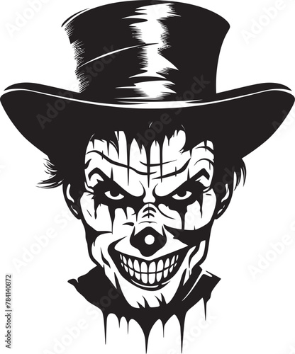 Spooky Spectacle Sinister Clown Emblem Shadowed Shenanigans Creepy Clown Symbol