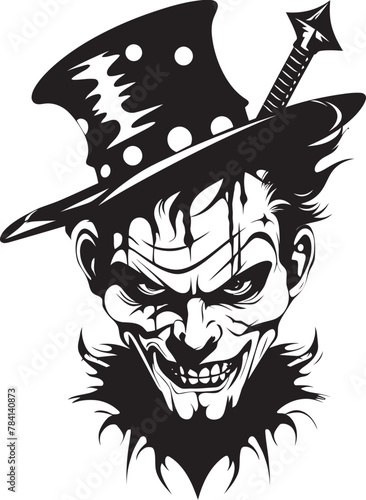 Nightmare Circus Eerie Clown Vector Icon Phantom Pantomime Creepy Clown Emblem