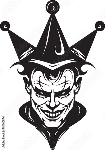 Dark Laughter Creepy Clown Logo Enigmatic Entertainer Eerie Clown Vector