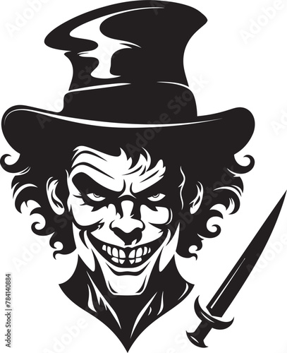 Ghostly Glee Eerie Clown Logo Midnight Mirth Sinister Clown Vector