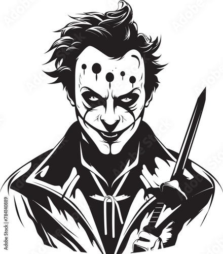Phantom Playtime Sinister Clown Logo Design Nightmarish Nonsense Eerie Clown Vector Icon