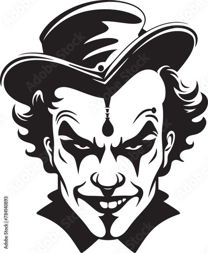 Chilling Chuckle Sinister Clown Logo Design Nightmare Circus Eerie Clown Vector Icon