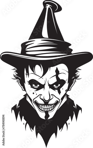 Enigmatic Entertainer Eerie Clown Vector Creepy Cabaret Spooky Clown Icon