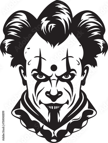 Nightmarish Nonsense Eerie Clown Vector Icon Ghostly Grin Creepy Clown Emblem