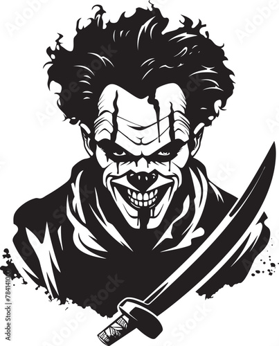 Sinister Spectacle Eerie Clown Vector Icon Twisted Top Hat Creepy Clown Emblem