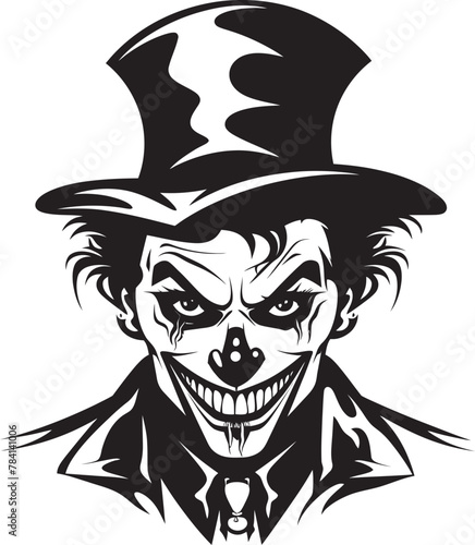 Shadowed Chuckles Sinister Clown Symbol Midnight Mime Eerie Clown Logo