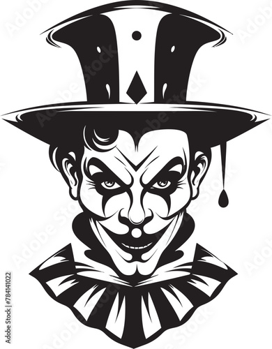 Nightmare Nonsense Eerie Clown Vector Icon Haunting Hijinks Creepy Clown Emblem