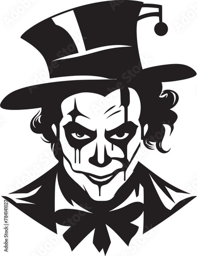Haunting Hijinks Creepy Clown Emblem Macabre Merriment Sinister Clown Symbol