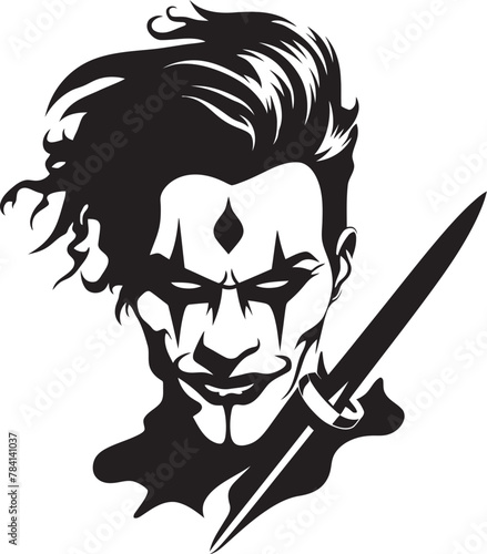 Midnight Masquerade Sinister Clown Logo Design Phantom Phantasmagoria Eerie Clown Vector Icon