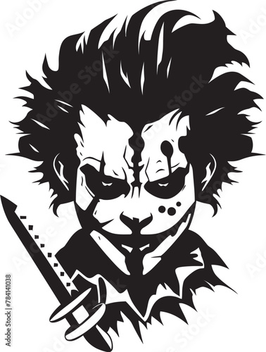 Shadowed Shivers Creepy Clown Symbol Midnight Masquerade Sinister Clown Logo Design