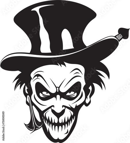 Phantom Paradox Sinister Clown Logo Design Ghostly Grin Eerie Clown Vector Icon