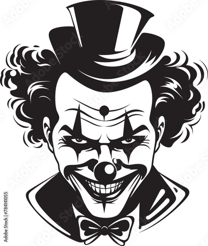 Shadowed Sideshow Sinister Clown Symbol Midnight Mischief Eerie Clown Logo