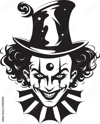 Twisted Trickery Creepy Clown Emblem Shadowed Sideshow Sinister Clown Symbol