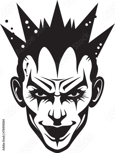 Midnight Mischief Eerie Clown Logo Phantom Playhouse Creepy Clown Vector