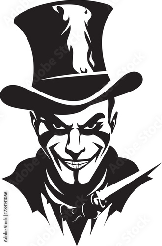 Ghostly Gala Sinister Clown Logo Design Phantom Follies Eerie Clown Vector Icon