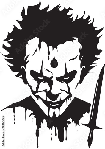 Haunting Hilarity Eerie Clown Emblem Cryptic Carnival Creepy Clown Symbol