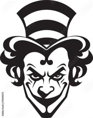 Sinister Circus Eerie Clown Emblem Design Malevolent Mime Chilling Clown Symbol Icon