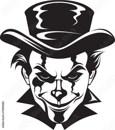 Phantom Foolery Sinister Clown Emblem Haunted Harlequin Eerie Clown Icon