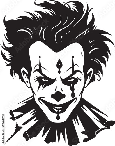 Shadowed Spectacle Sinister Clown Logo Twisted Trickster Eerie Clown Vector Icon