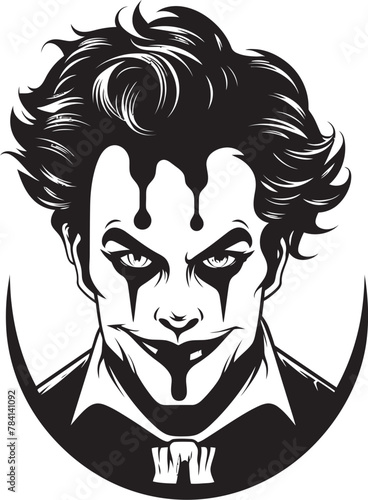 Twisted Trickster Eerie Clown Vector Icon Dark Delight Creepy Clown Emblem Design