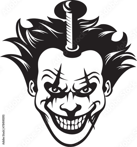 Cryptic Carnival Sinister Clown Symbol Icon Ghastly Grin Eerie Clown Logo