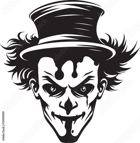 Shadowed Shenanigans Sinister Clown Logo Design Ghostly Grins Eerie Clown Vector Icon