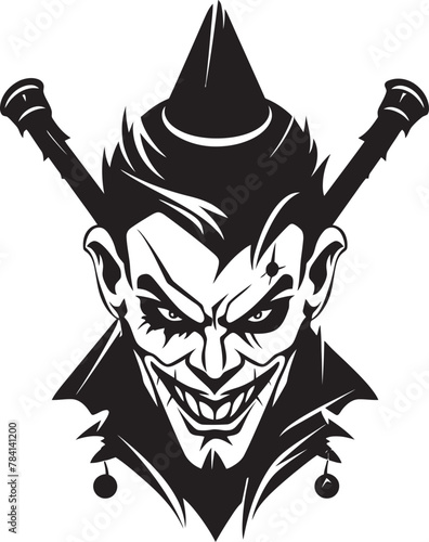 Malevolent Merriment Sinister Clown Symbol Icon Twisted Tease Eerie Clown Logo