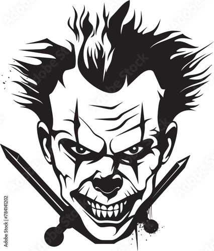 Nightmare Nonsense Haunting Clown Logo Design Ghastly Giggles Eerie Clown Symbol