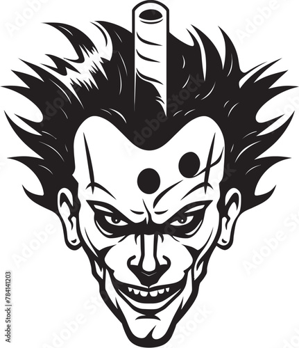Sinister Circus Creepy Clown Emblem Design Malevolent Merriment Sinister Clown Symbol Icon