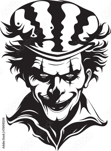 Ghastly Giggles Eerie Clown Symbol Sinister Circus Creepy Clown Emblem Design