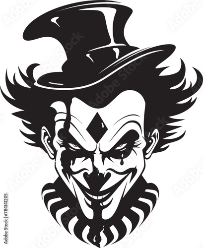 Twisted Tease Eerie Clown Logo Shadowed Smiles Creepy Clown Vector Icon
