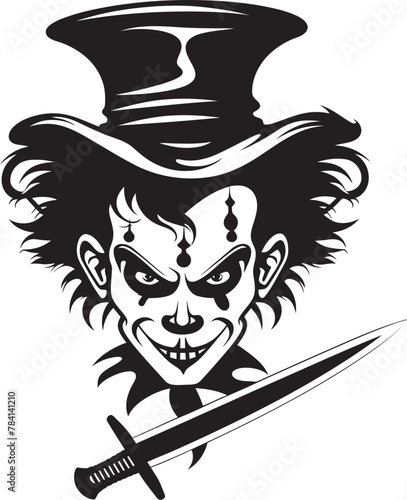 Ghastly Grin Creepy Clown Emblem Design Sinister Sideshow Sinister Clown Symbol Icon