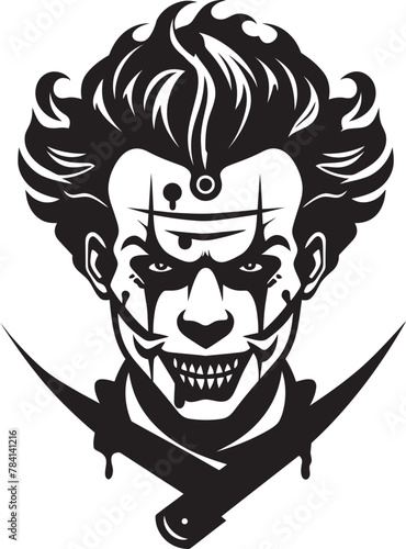 Haunting Hilarity Creepy Clown Vector Macabre Mirth Sinister Clown Emblem