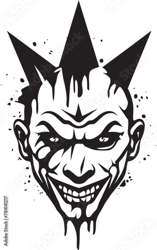 Twisted Troupe Chilling Clown Symbol Icon Cryptic Carnival Haunting Clown Logo