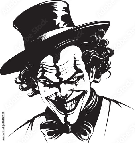 Nightmare Nook Eerie Clown Symbol Ghastly Grin Creepy Clown Emblem Design