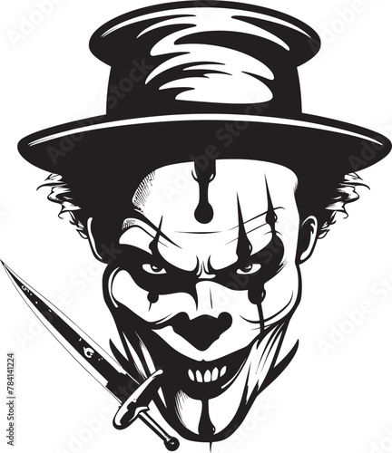 Sinister Circus Creepy Clown Logo Design Malevolent Merriment Sinister Clown Emblem