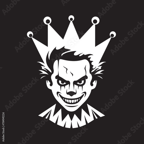 Twisted Trickery Creepy Clown Vector Icon Dark Demeanor Sinister Clown Emblem