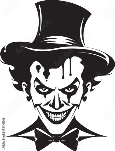 Malevolent Merriment Sinister Clown Emblem Twisted Tease Chilling Clown Symbol Icon