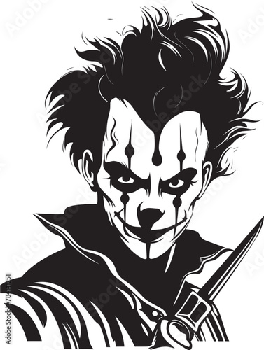 Haunting Hilarity Eerie Clown Vector Icon Macabre Mirth Creepy Clown Emblem