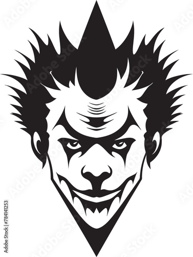 Haunting Grin Creepy Clown Logo Design Shadowed Laughter Sinister Clown Vector