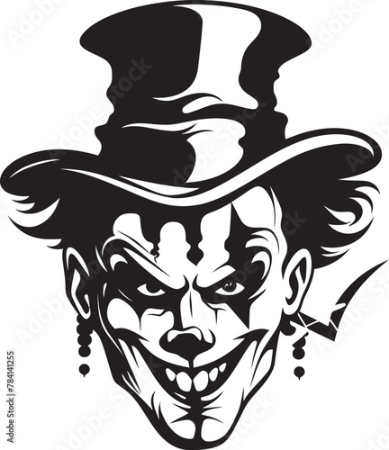 Macabre Mime Chilling Clown Emblem Design Twisted Circus Eerie Clown Symbol Icon