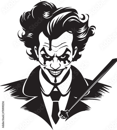 Phantom Carnival Eerie Clown Symbol Icon Haunting Grin Creepy Clown Logo Design